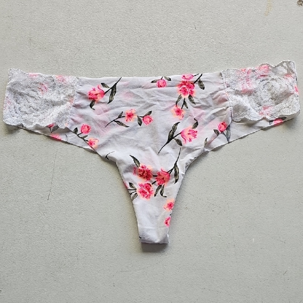 VS PINK Nwots Womens Underwear. Gorgeous Neon Floral Print Sz Large